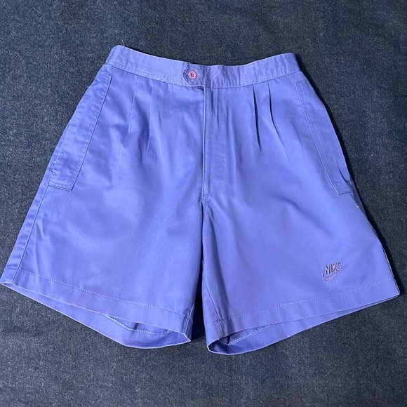 Vintage Unisex Pleated Periwinkle/ Blue Cotton Shorts